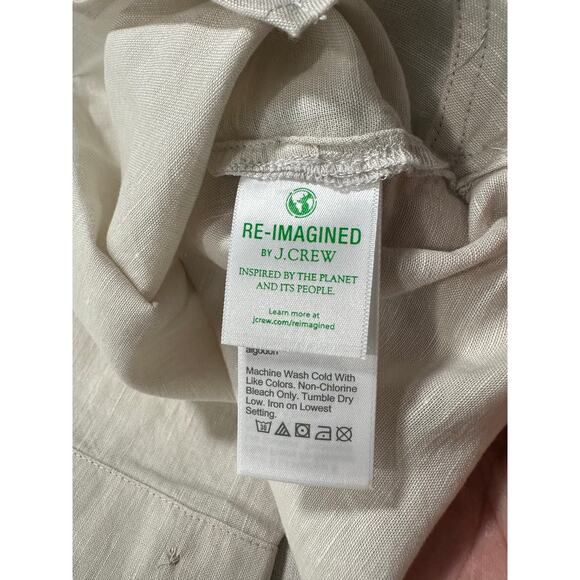 J Crew Linen Blend Beach Shirt in Natural Linen Sz Large Oversized Flowy Capsule - Picture 6 of 12